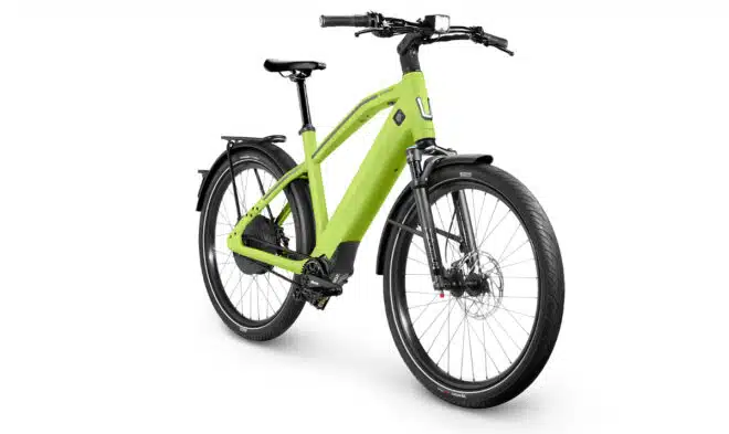 G-Passion à Genval eBike Stromer ST2 Pinion Green front suspension